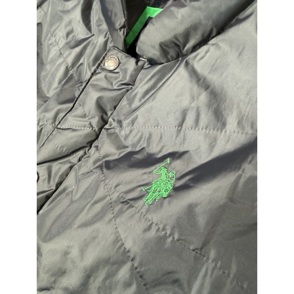 U.S. Polo‎ Assn Quilted Puffer Vest Black Green Full Zip Snap XL